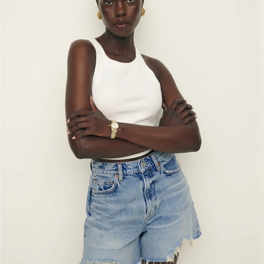 Reformation Light Blue Frayed Jean Shorts - Picture 2 of 2
